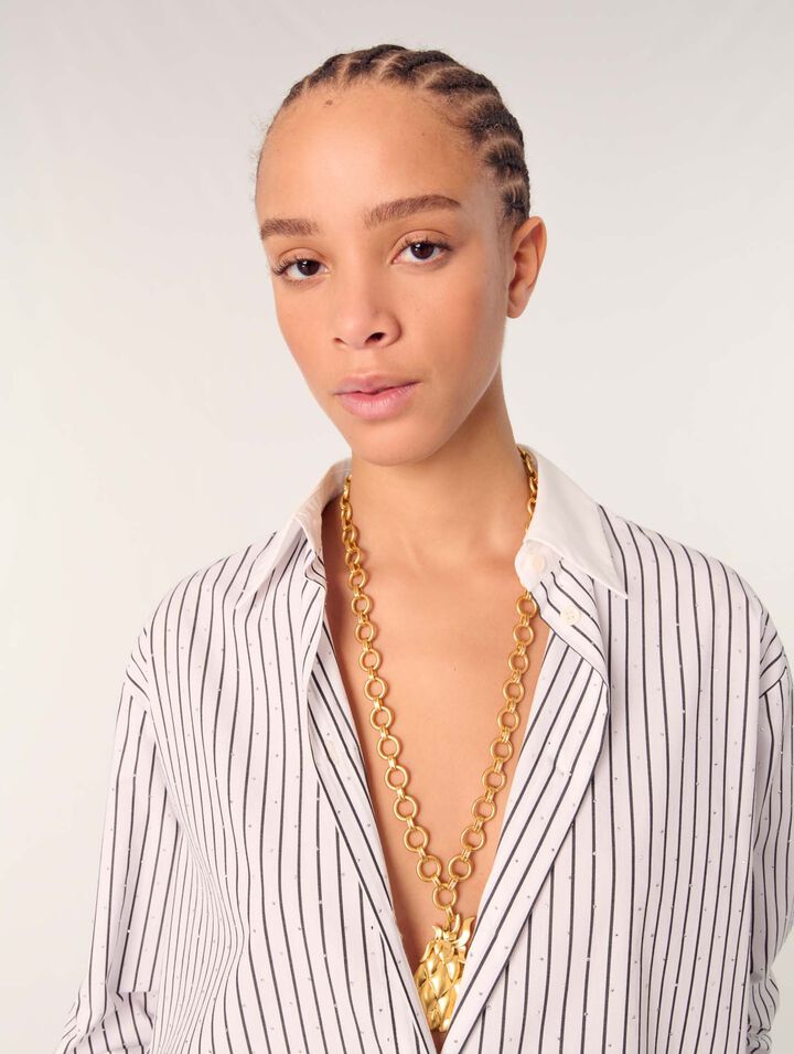 Chemise strassée à rayures