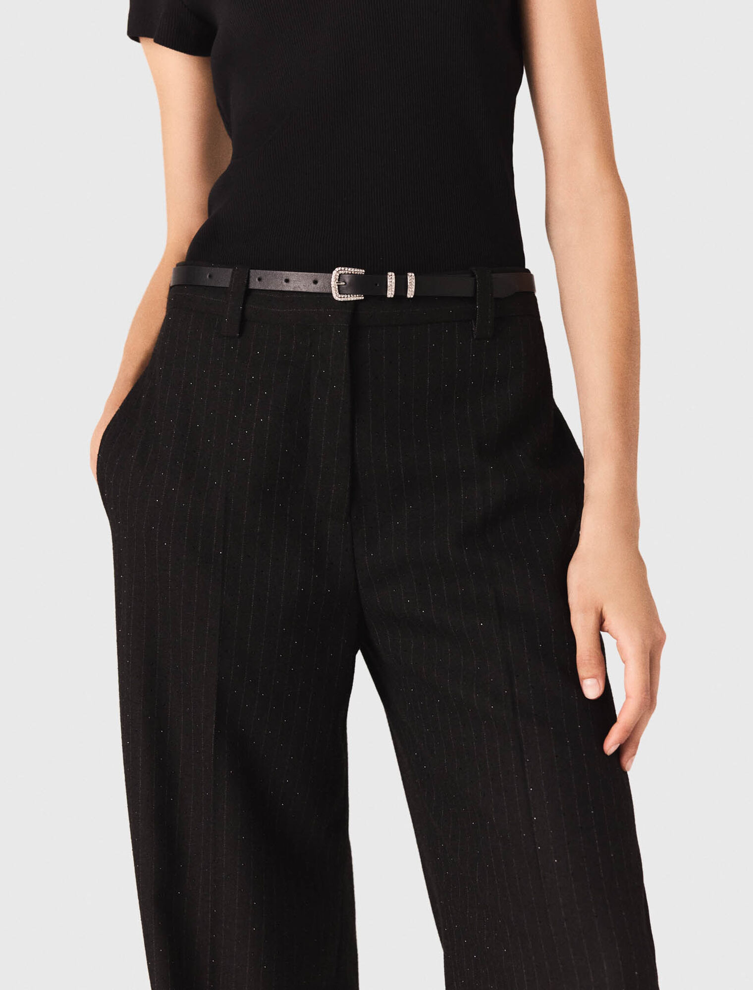 Pantalon tailleur à strass