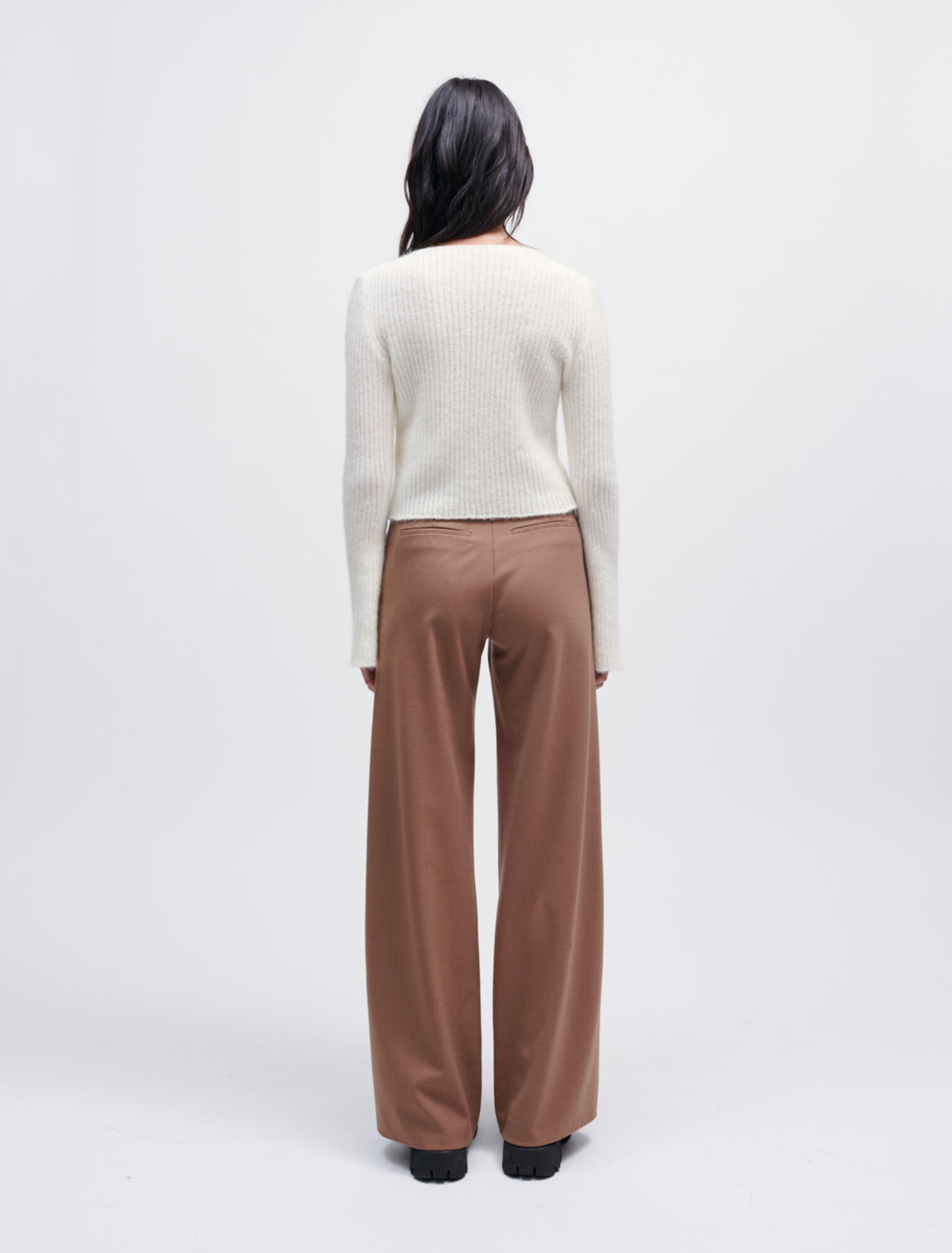 Stretch knit cardigan with ties