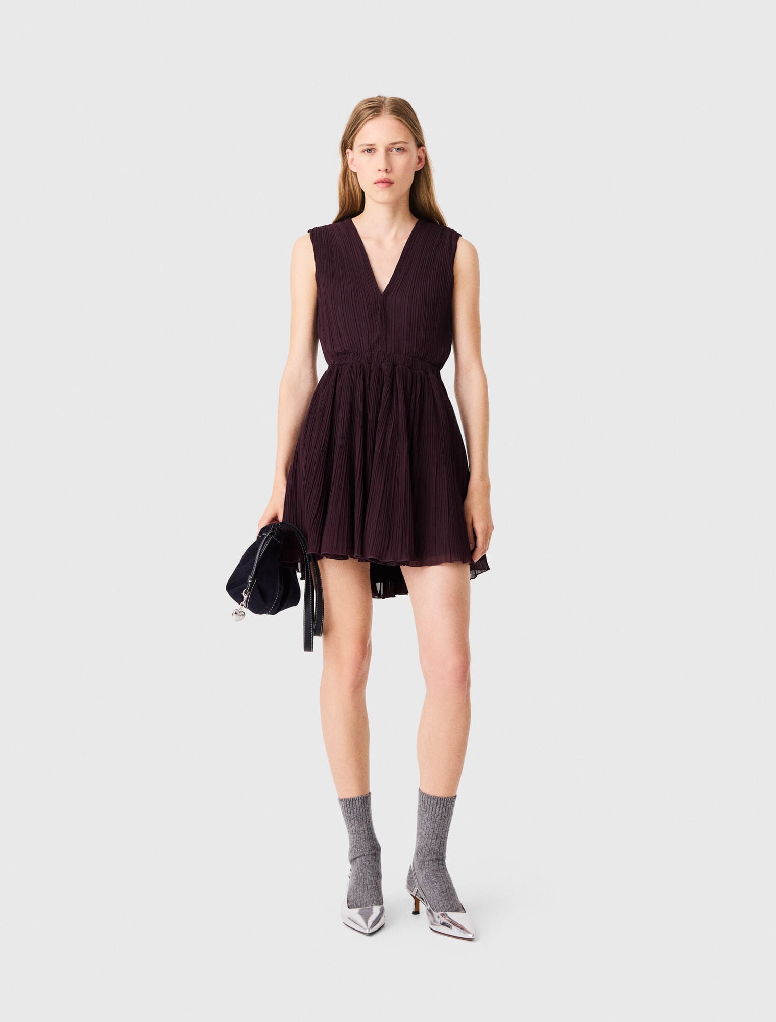 Robe patineuse courte pliss&eacute;e