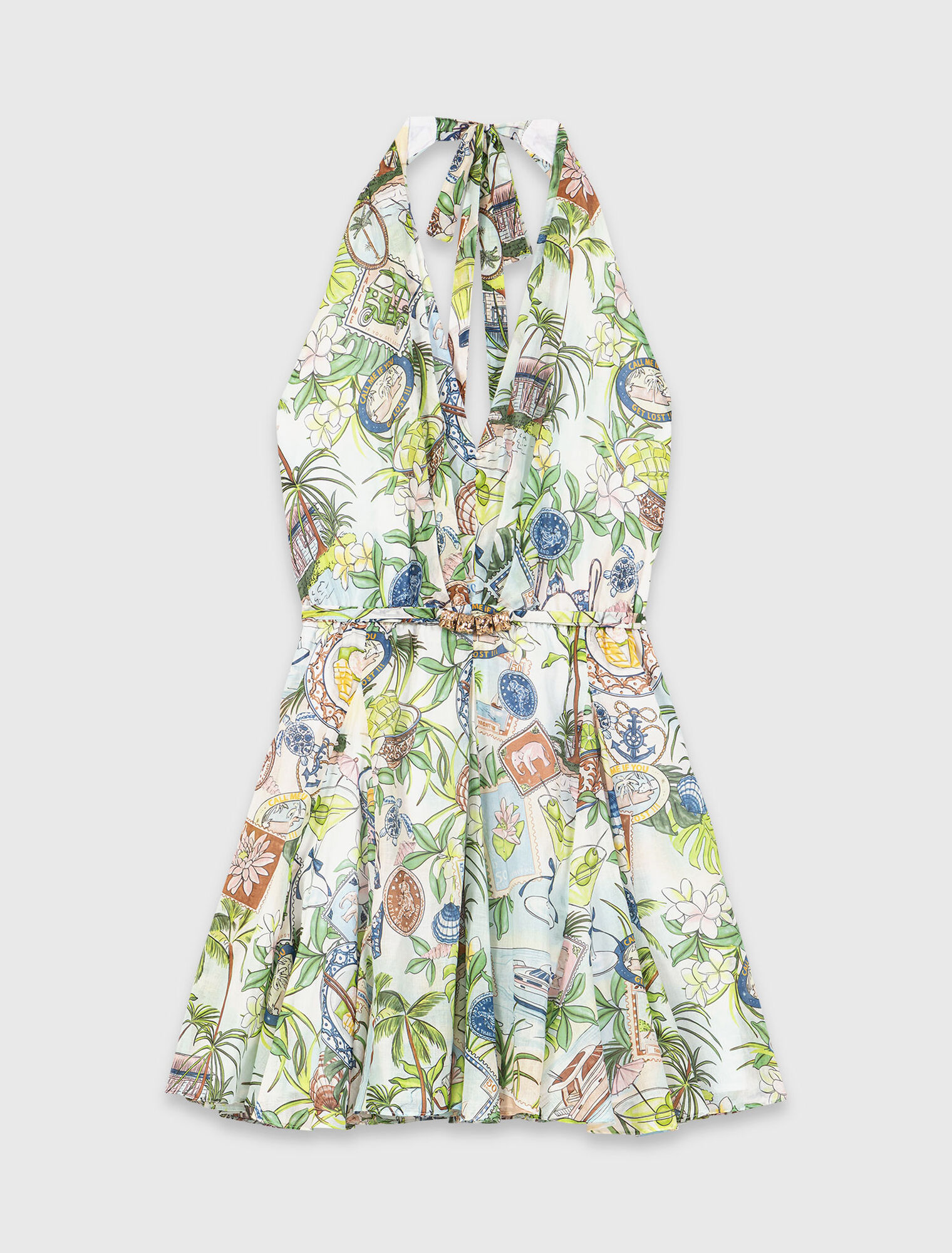 Robe courte imprim&eacute;e dos nu