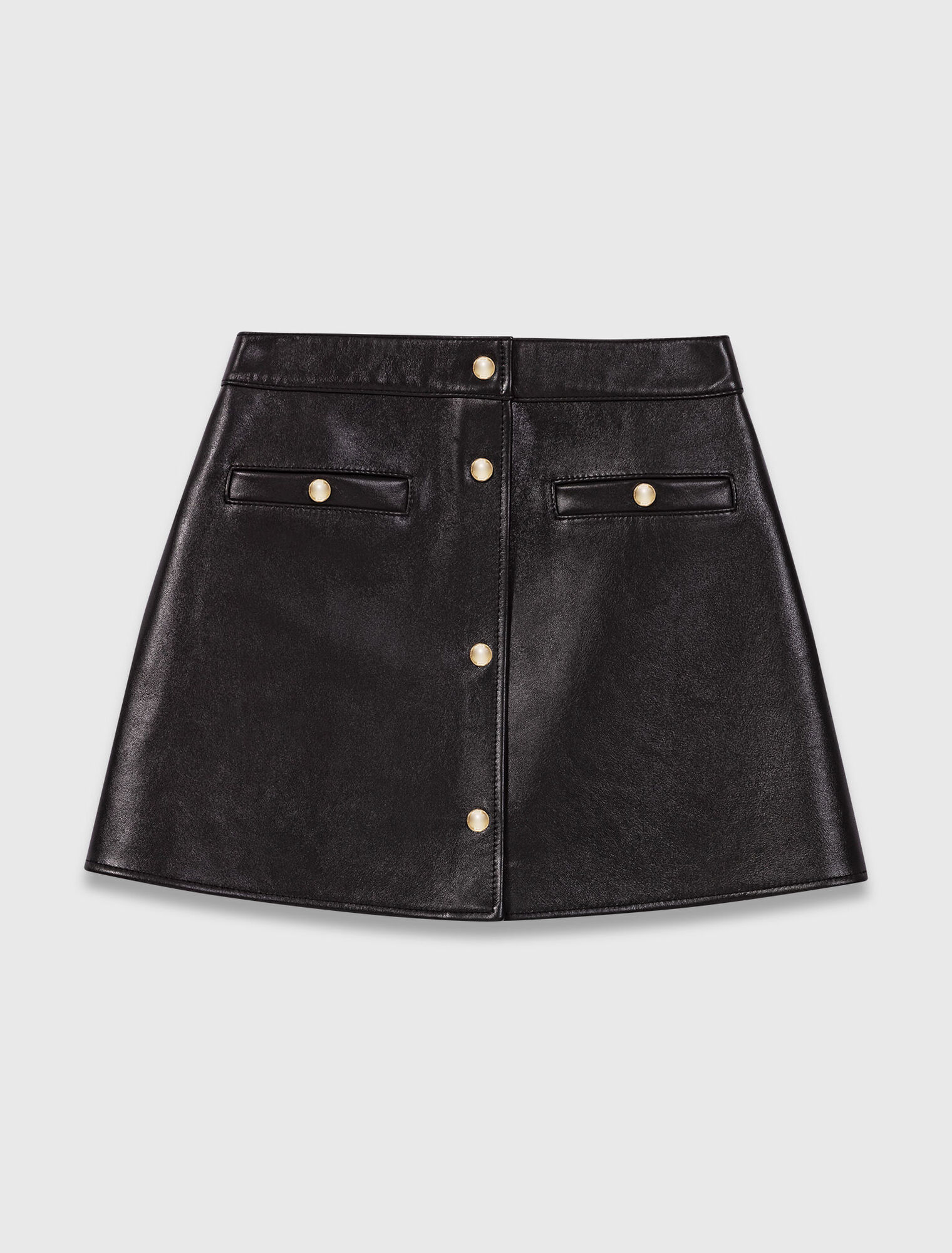 Jupe en cuir avec boutons dorés