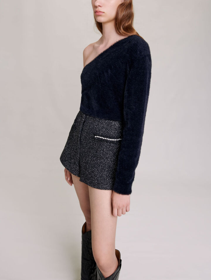 Short en tweed pailleté