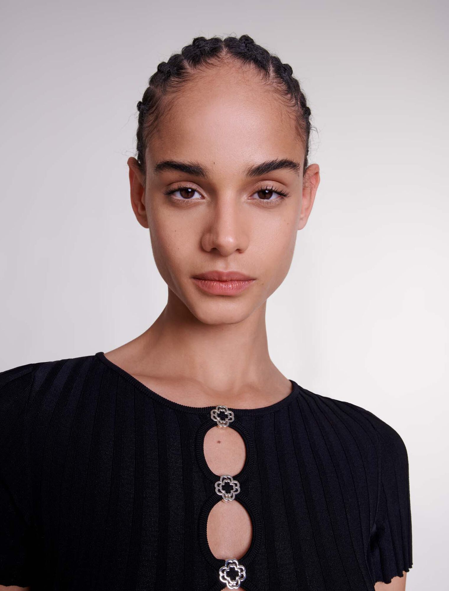 Robe longue en maille côtelée