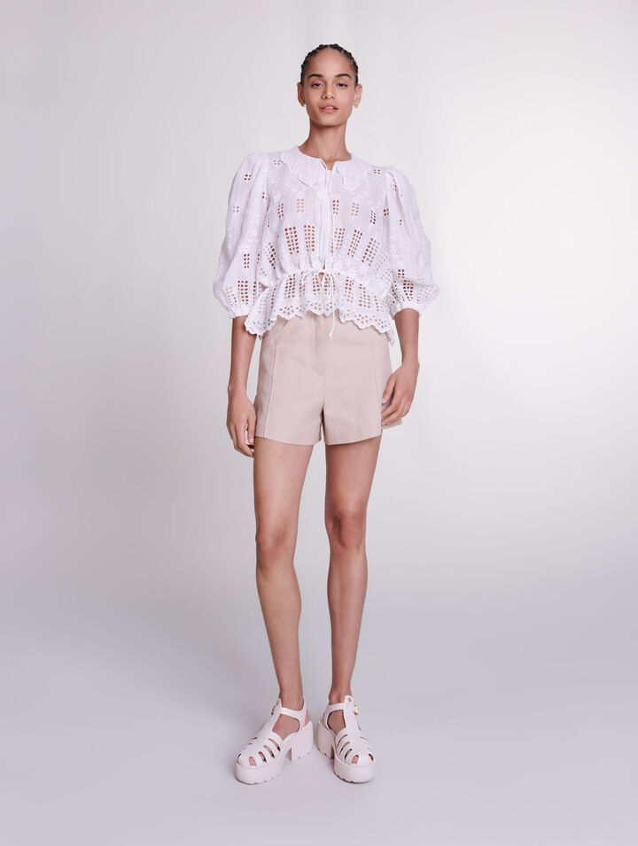 Embroidered ramie blouse