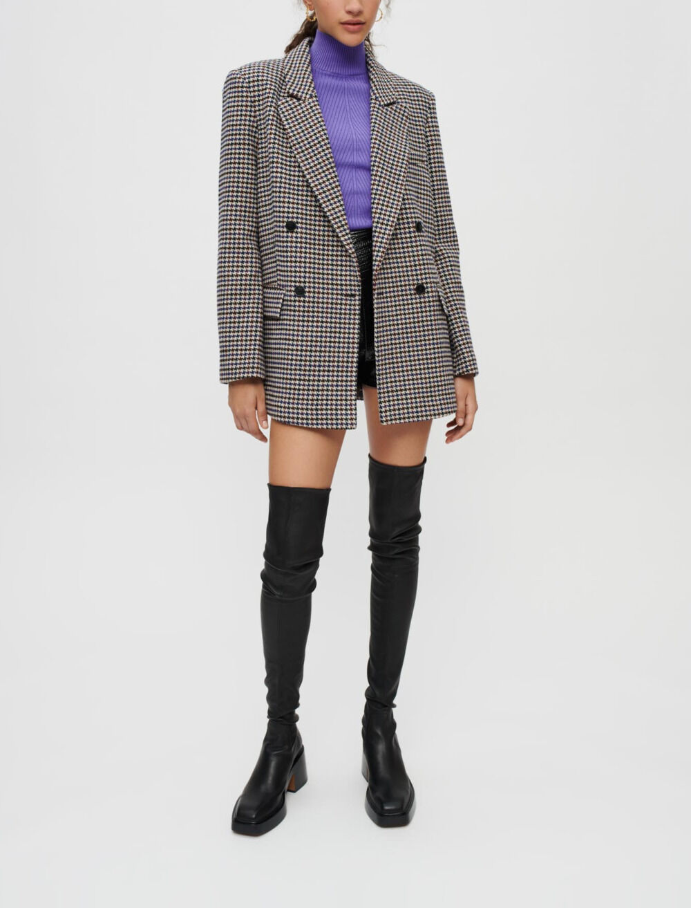Wide thick houndstooth jacket Offline Blazers Jackets Maje