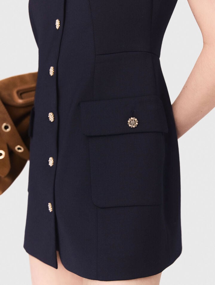 Robe trompe-l'œil en laine mélangée