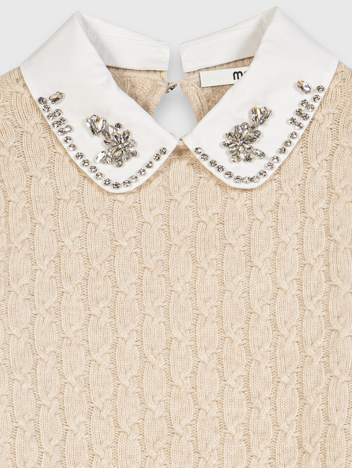 Pull avec col amovible en popeline
