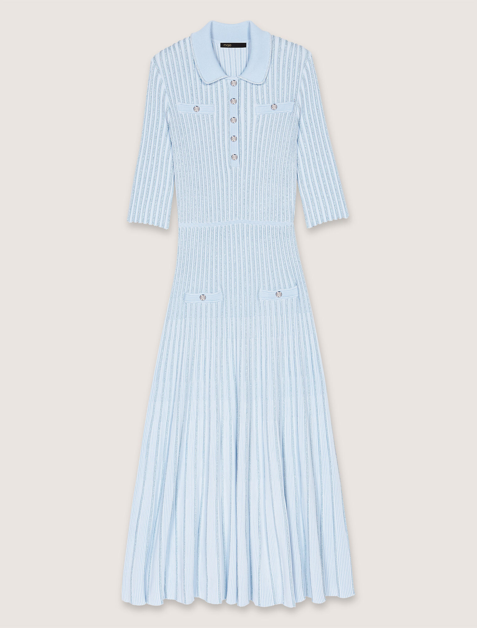 Robe midi en maille côtelée