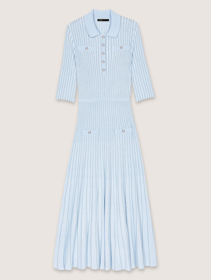 Robe midi en maille côtelée