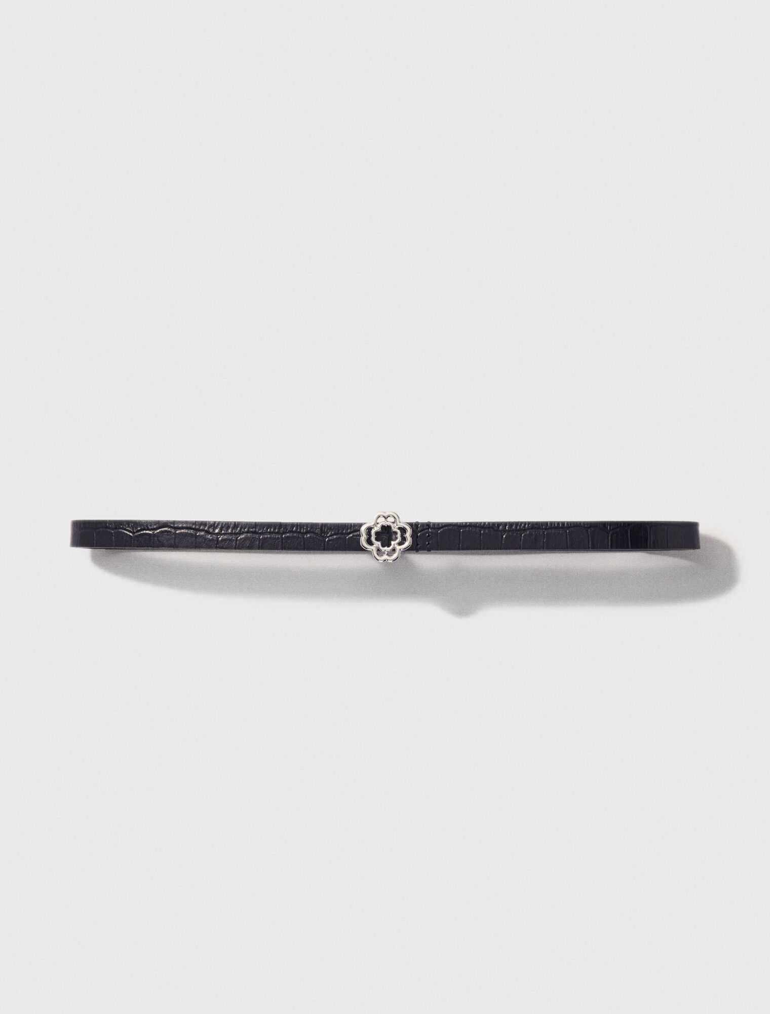 Ceinture fine Clover embossé croco