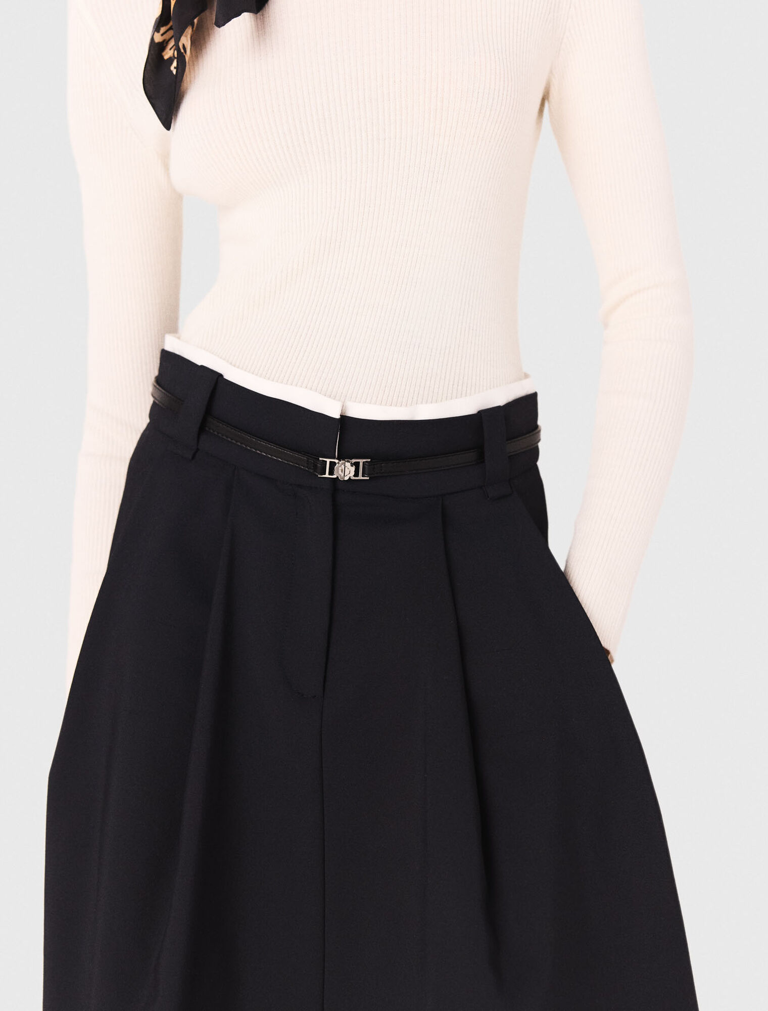 Jupe longue en coton avec ceinture 