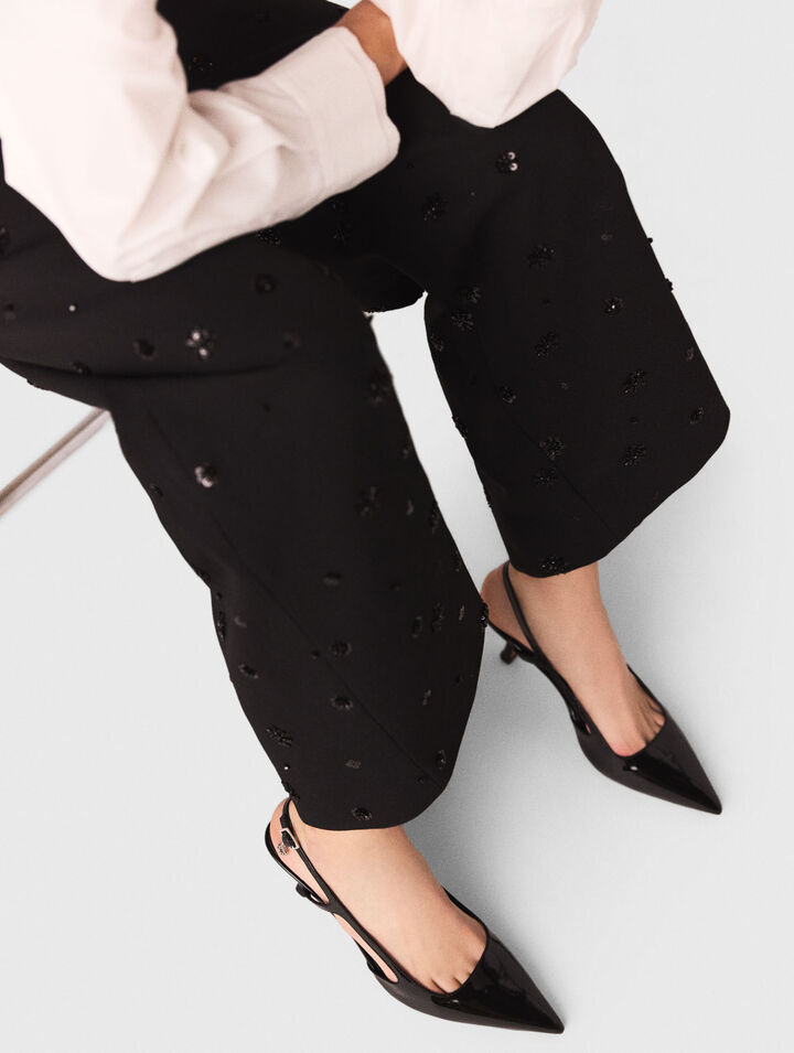 Escarpins slingback en cuir vernis