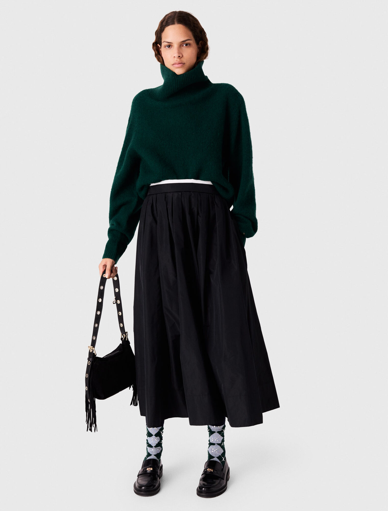Long skirt with contrast waistband