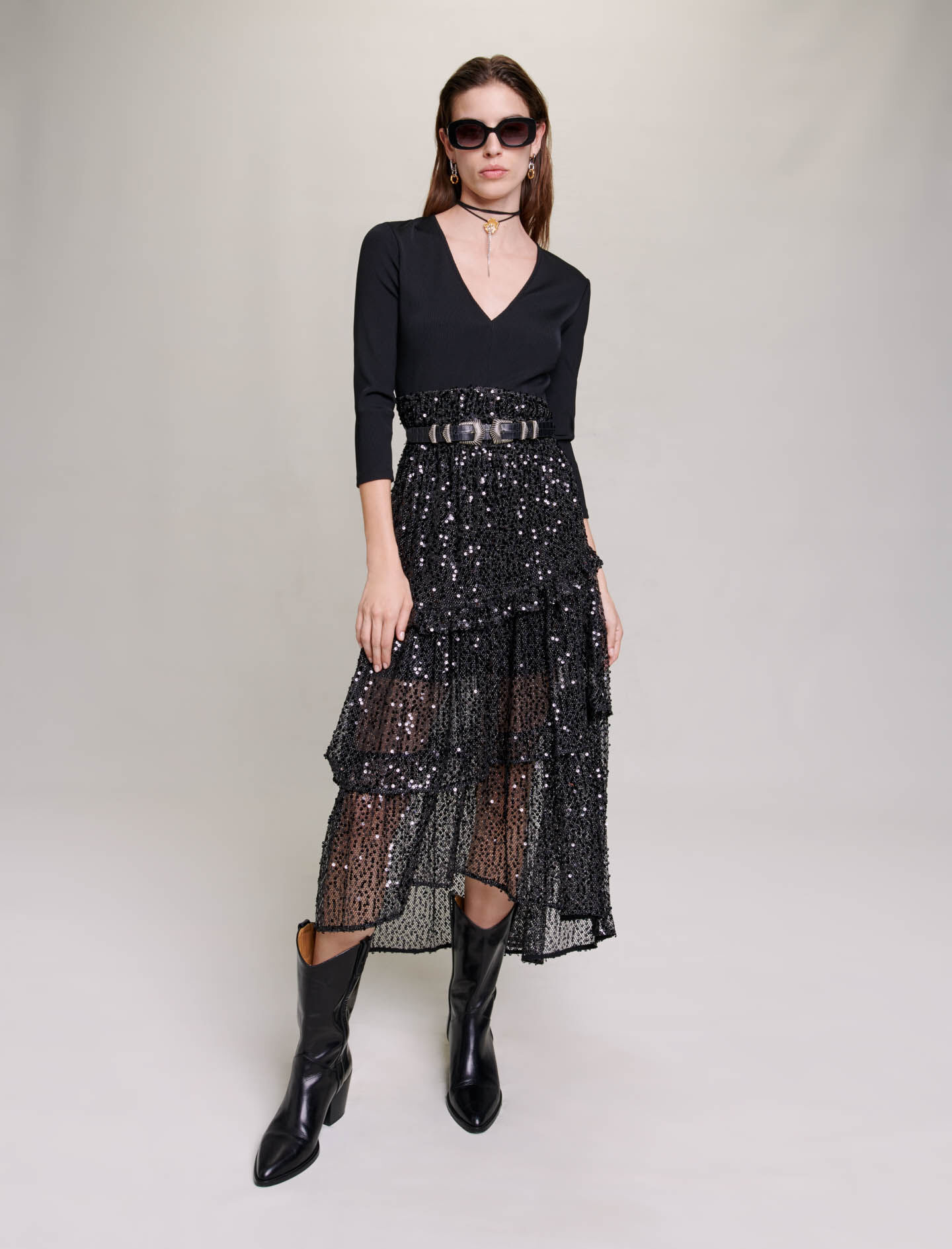 Maje black sequin dress shop