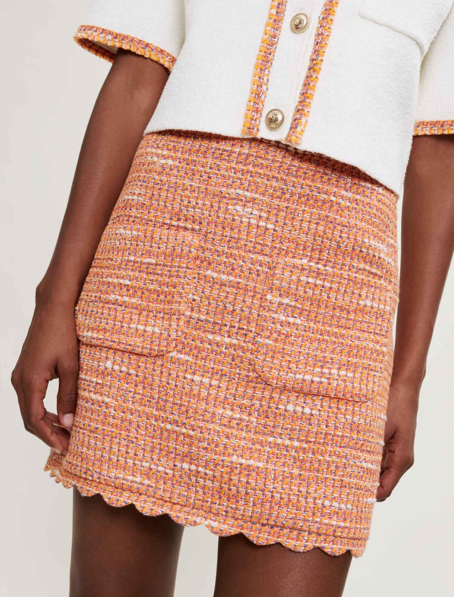 Braided braid tweed skirt