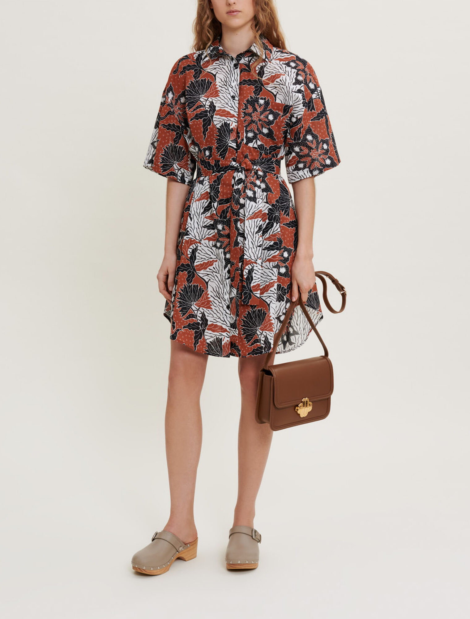 Robe chemise en voile de coton imprimé