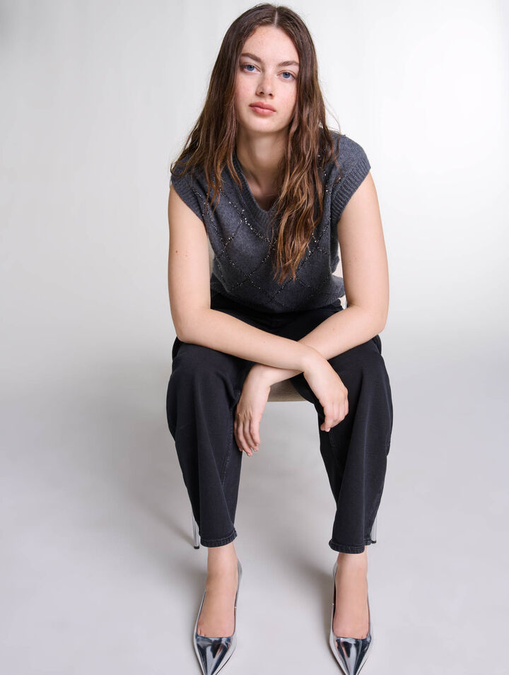 Pull sans manches à sequins