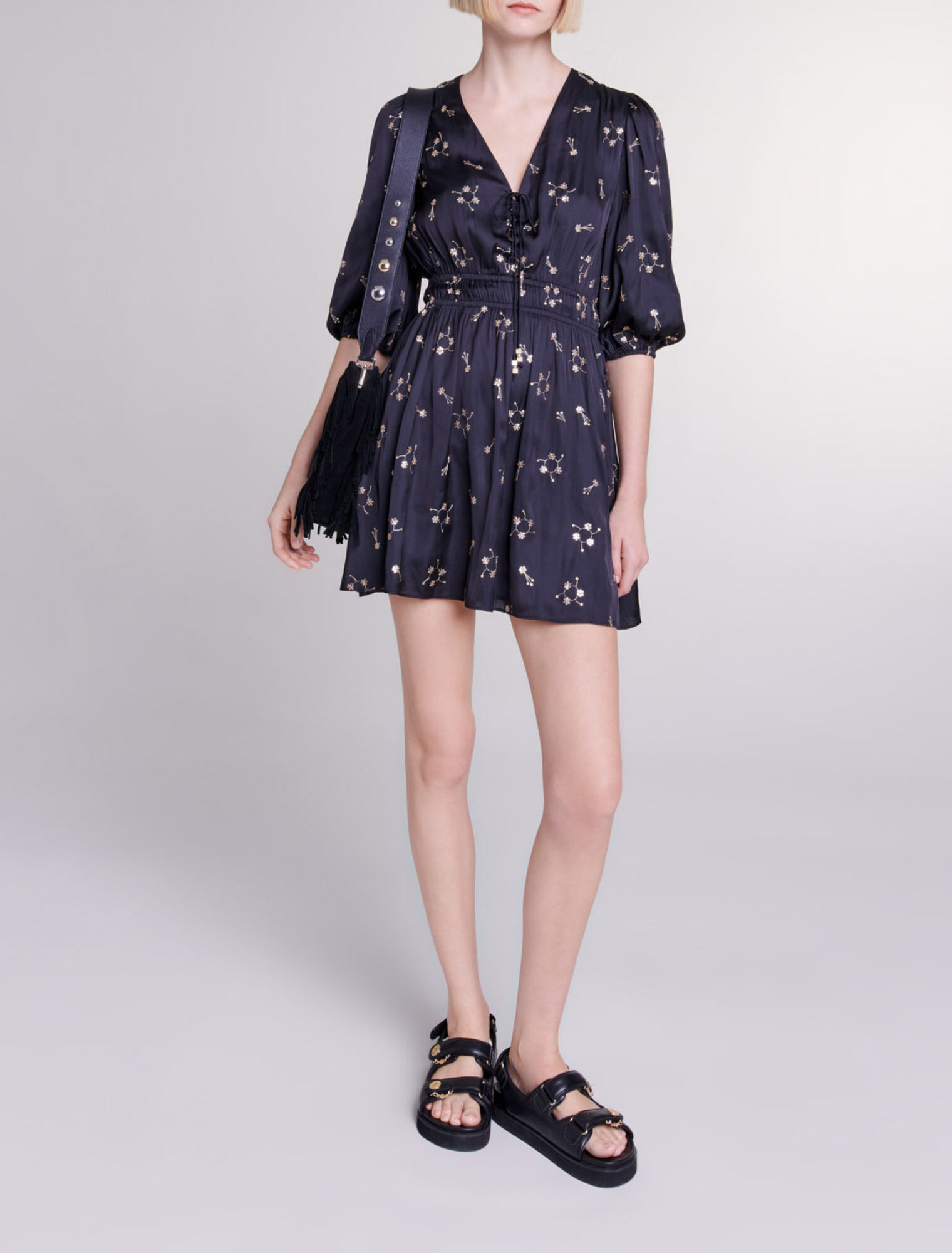 Short sequin-embroidered dress