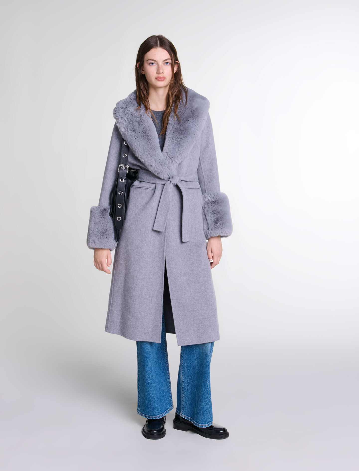 Manteau col fausse fourrure best sale