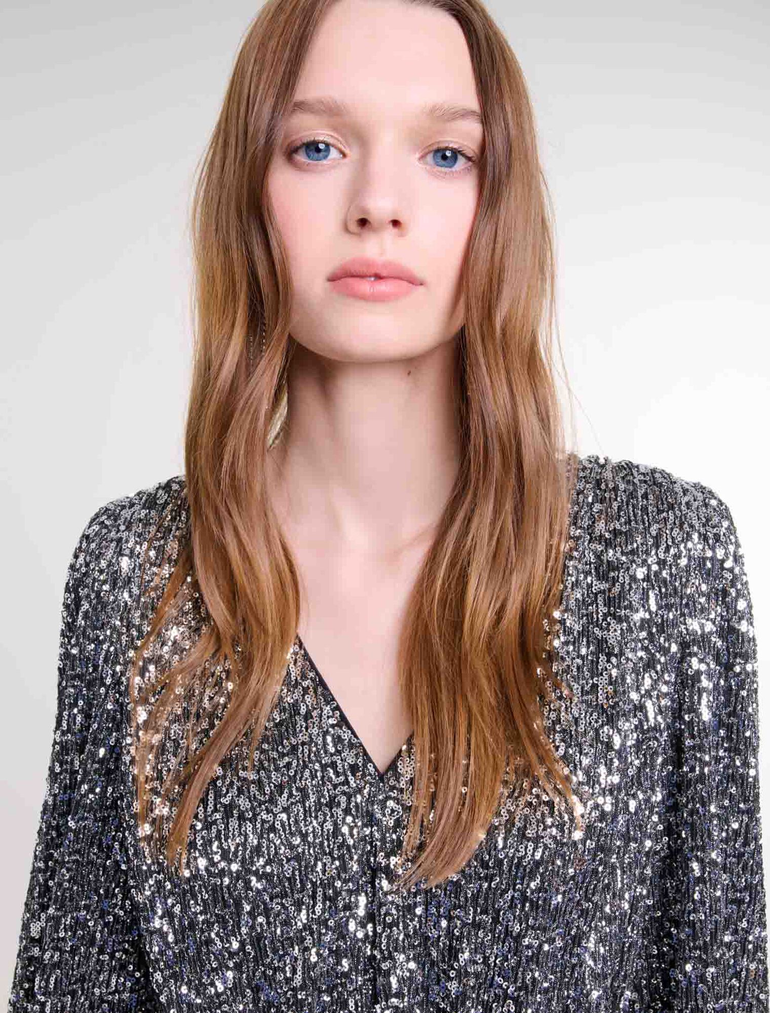 Top smocké à sequins