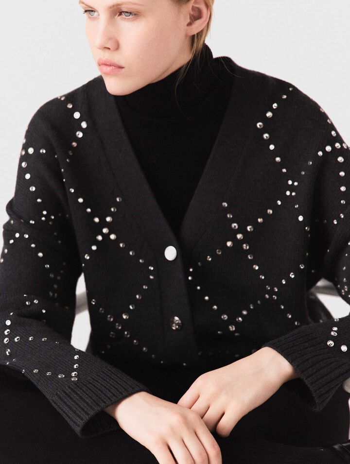 Cardigan à carreaux strassé