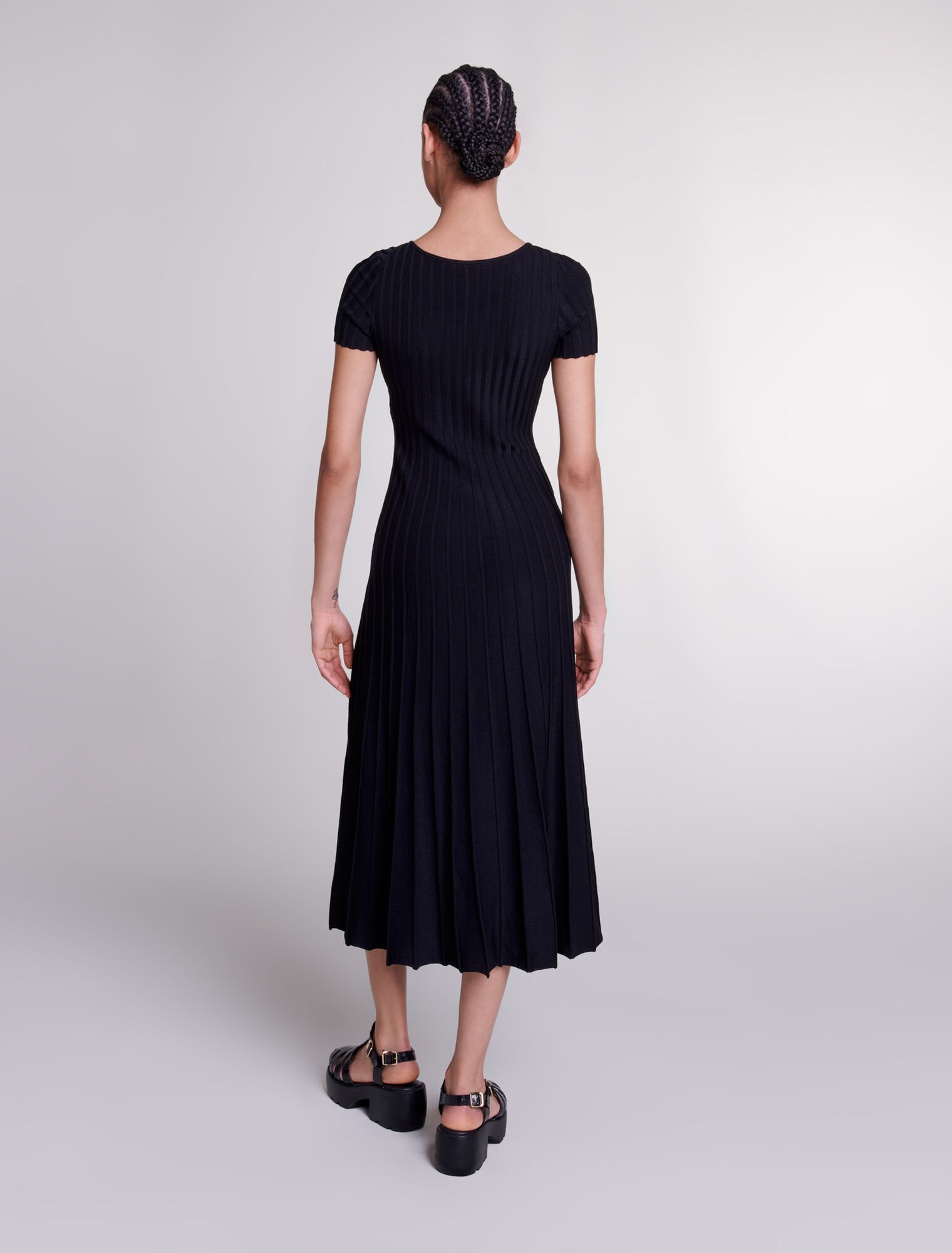 Robe longue en maille côtelée