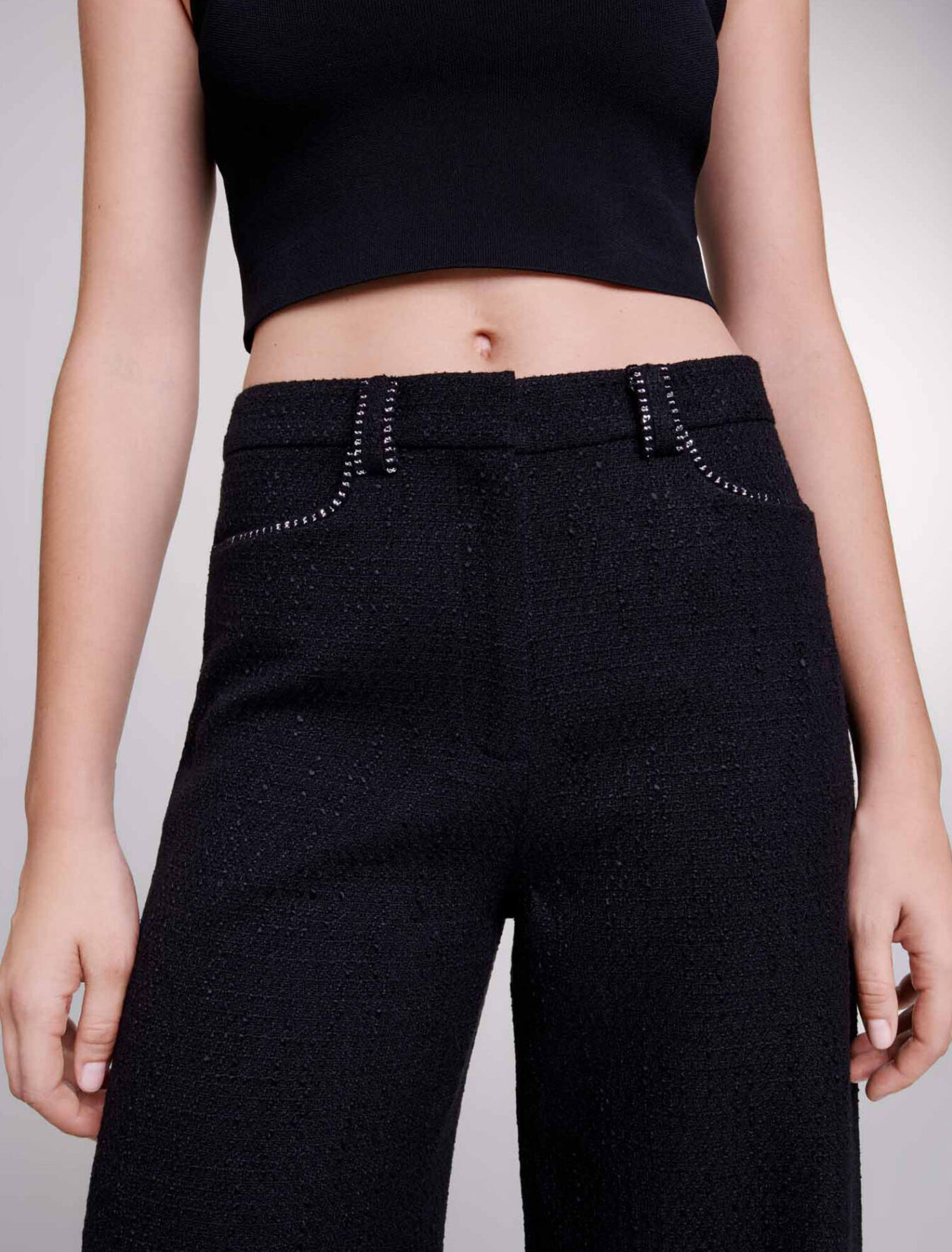 Pantalon large en tweed