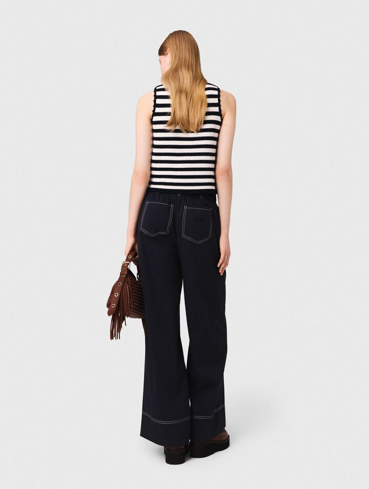 Pantalon en coton à ceinture cuir