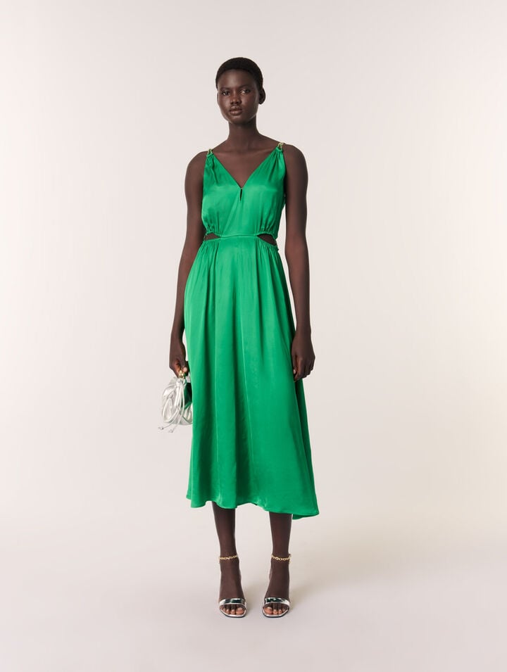Robe longue satinée