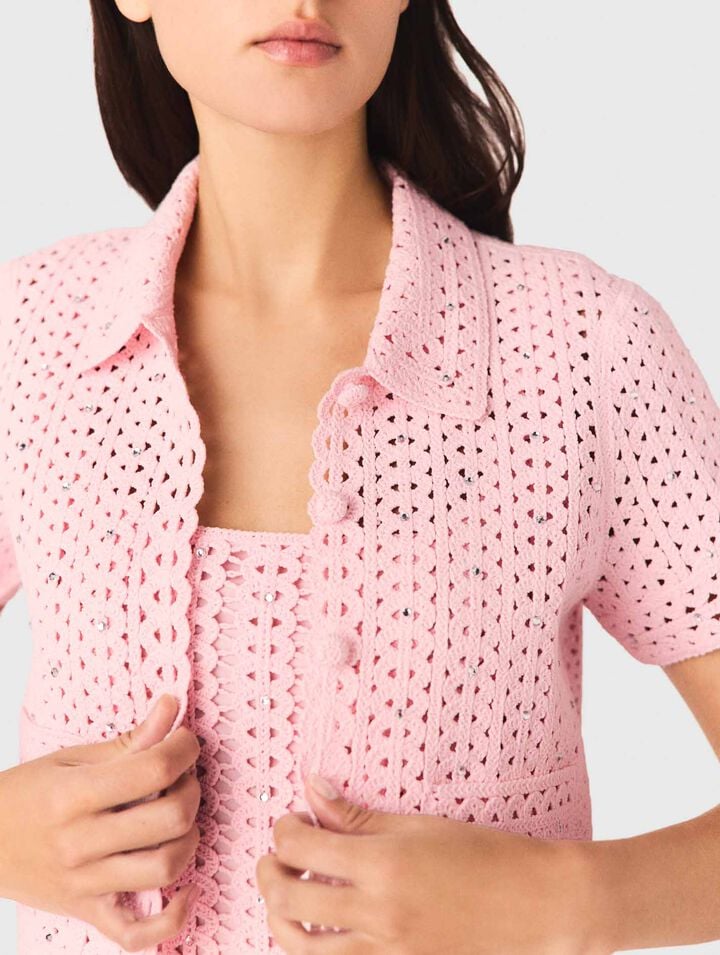 Rhinestone crochet cardigan