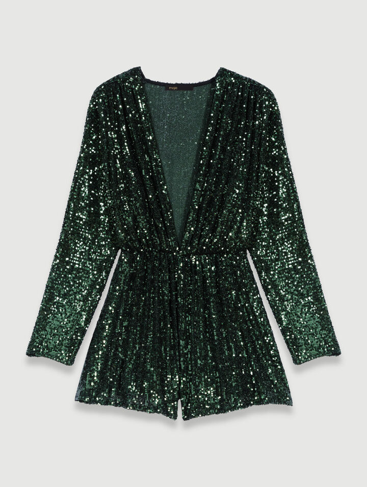 Sequinned wide-leg playsuit