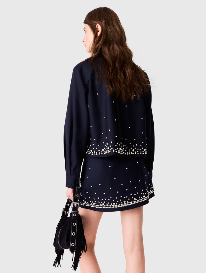 Chemise courte brod&eacute;e de strass