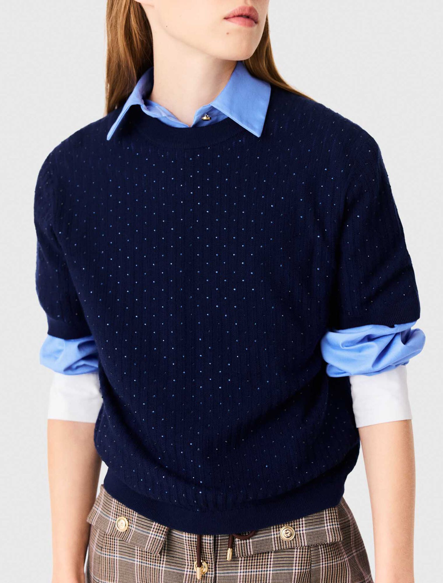 Pull strass&eacute; ton sur ton