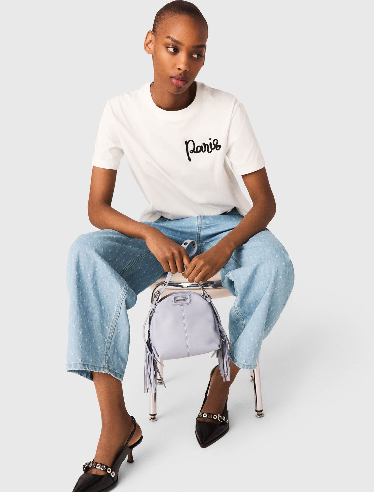 T-shirt with embroidered Paris logo