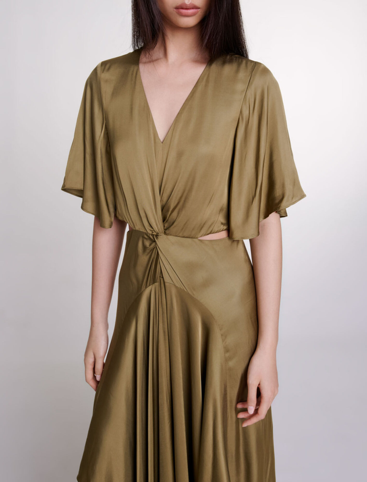 Openwork satin-effect maxi dress