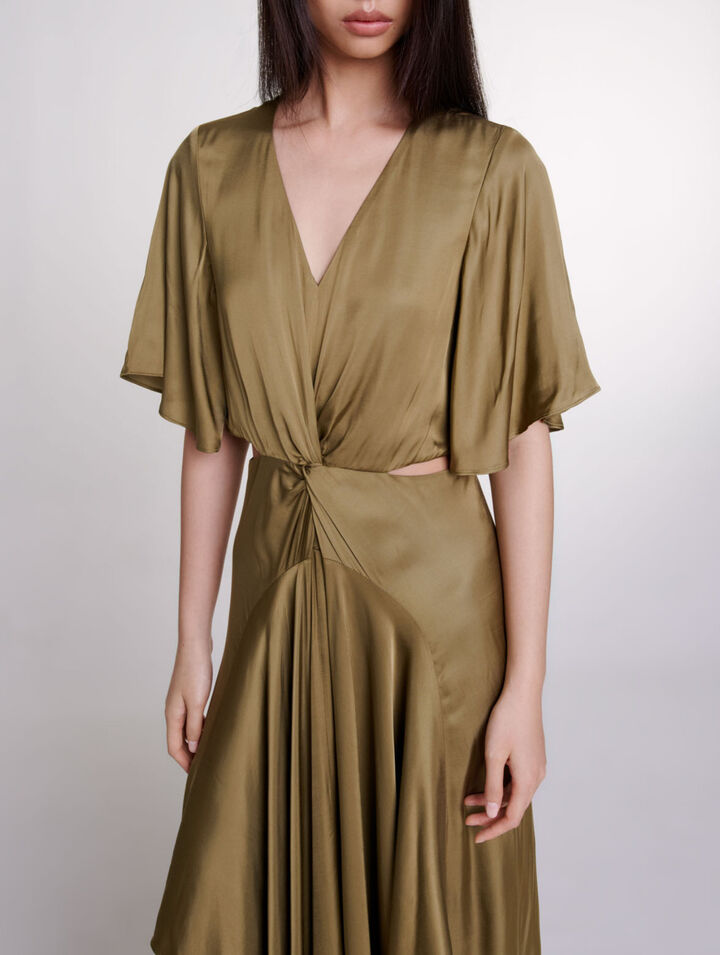 Robe longue satinée ajourée