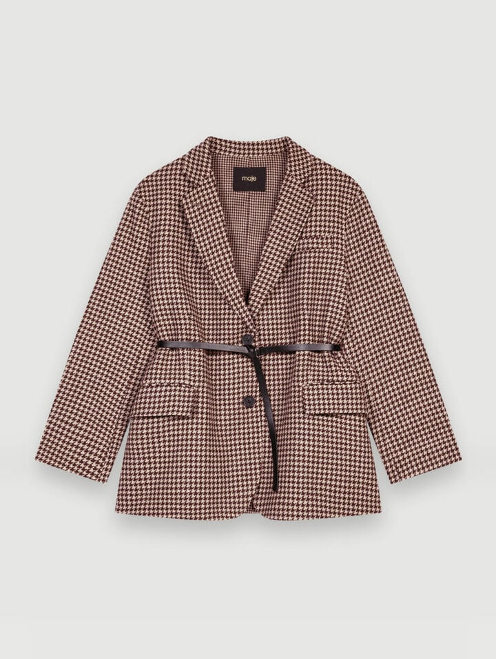 Oversized houndstooth coat