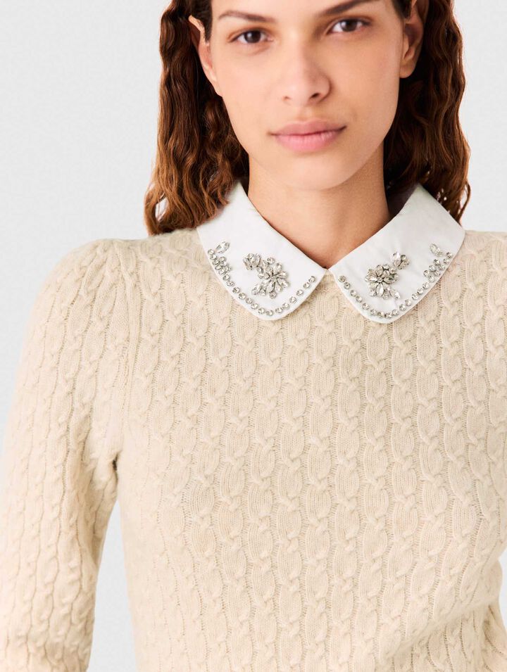 Pull avec col amovible en popeline