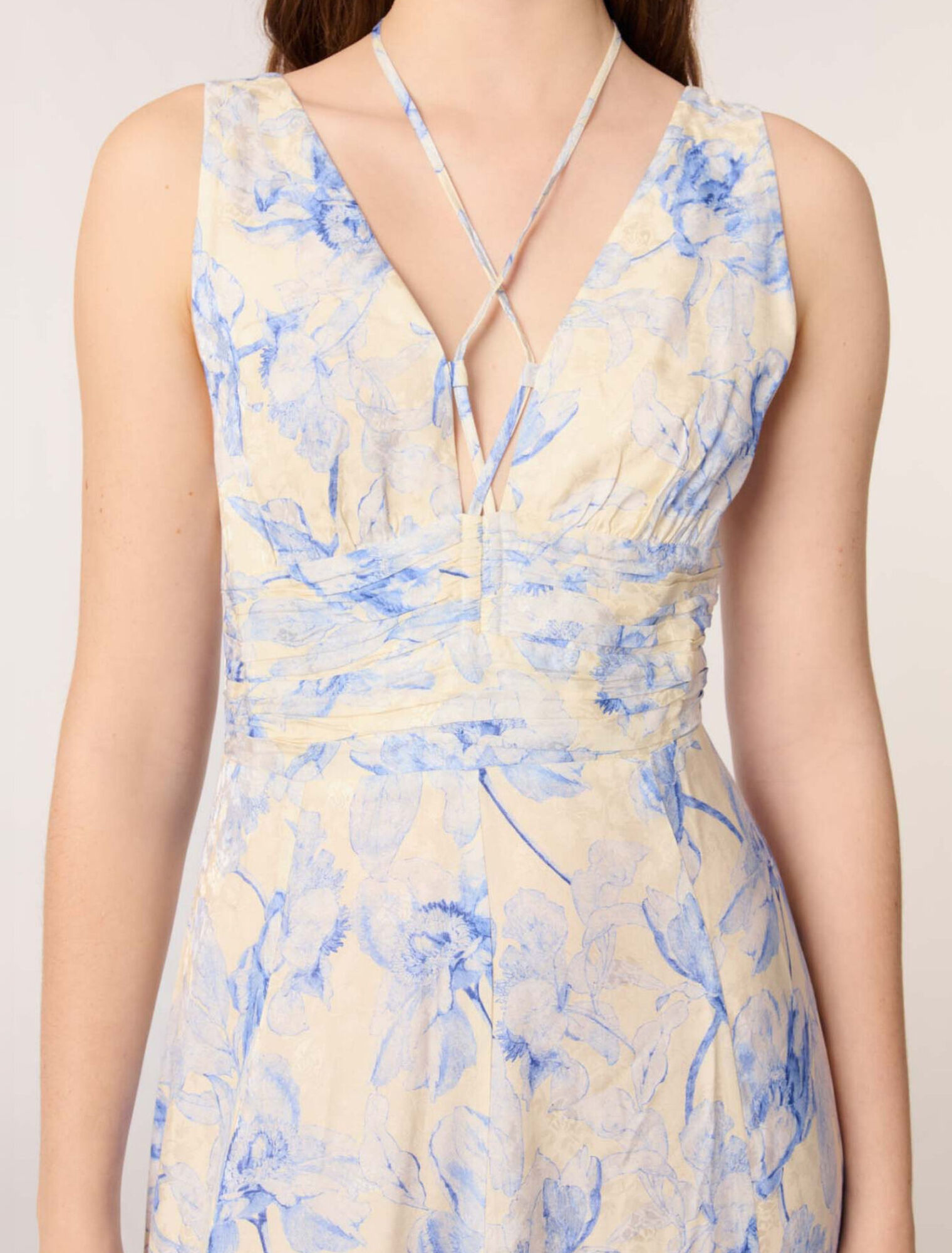 Patterned maxi dress with lacing