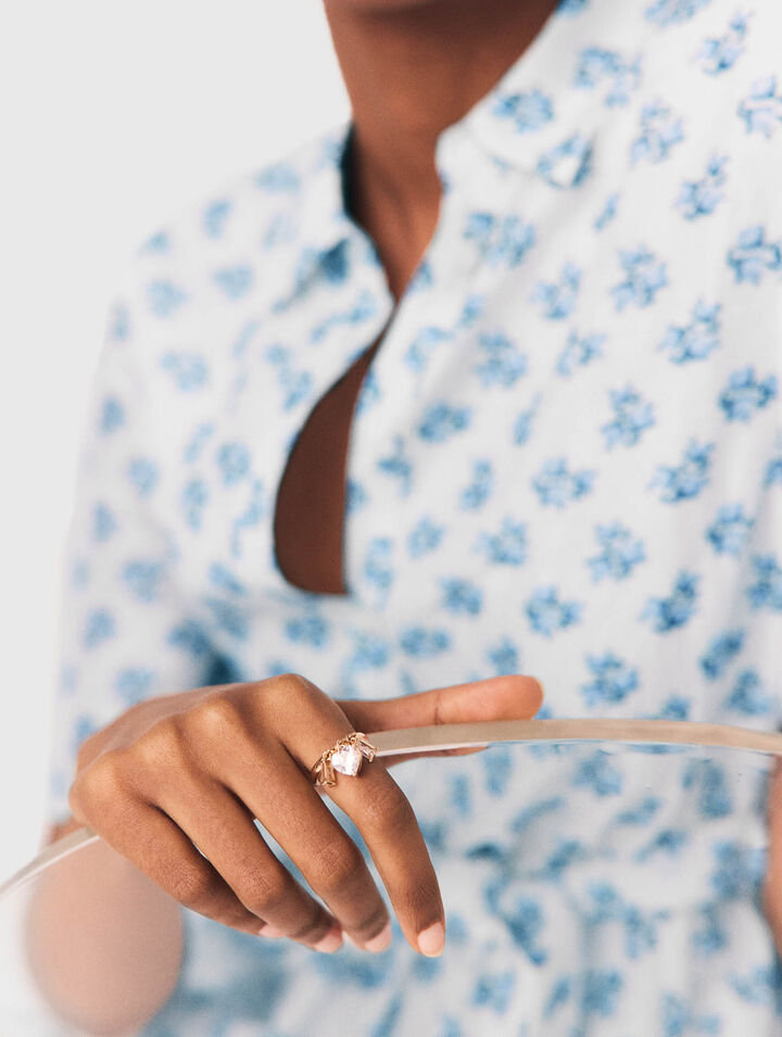 Rhinestone-jewelled gold-tone ring