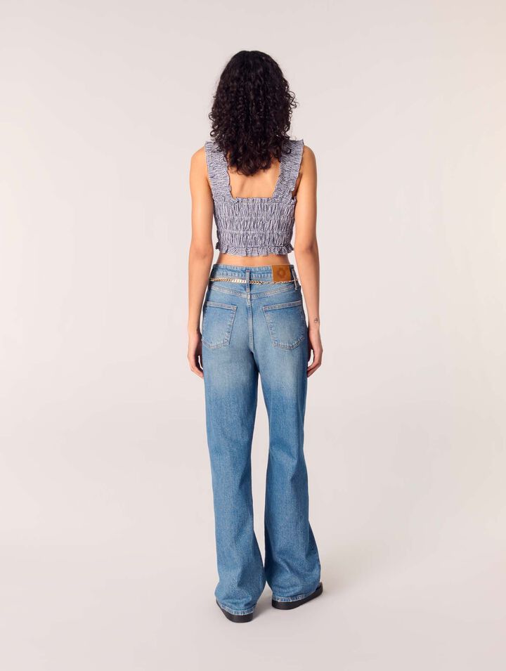 Top smocké à motif vichy