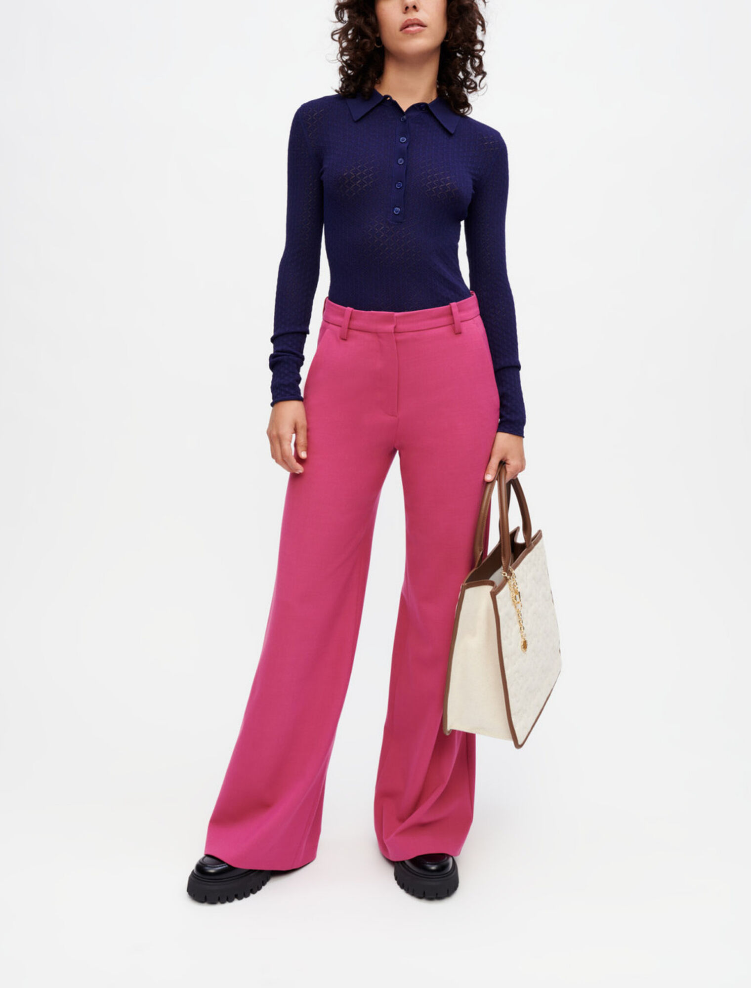 Pantalon de tailleur large et stretch