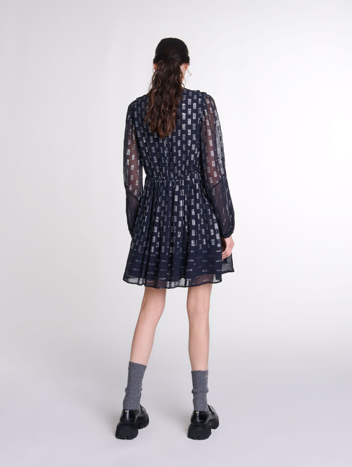 Robe courte plissée à imprimé fleurs