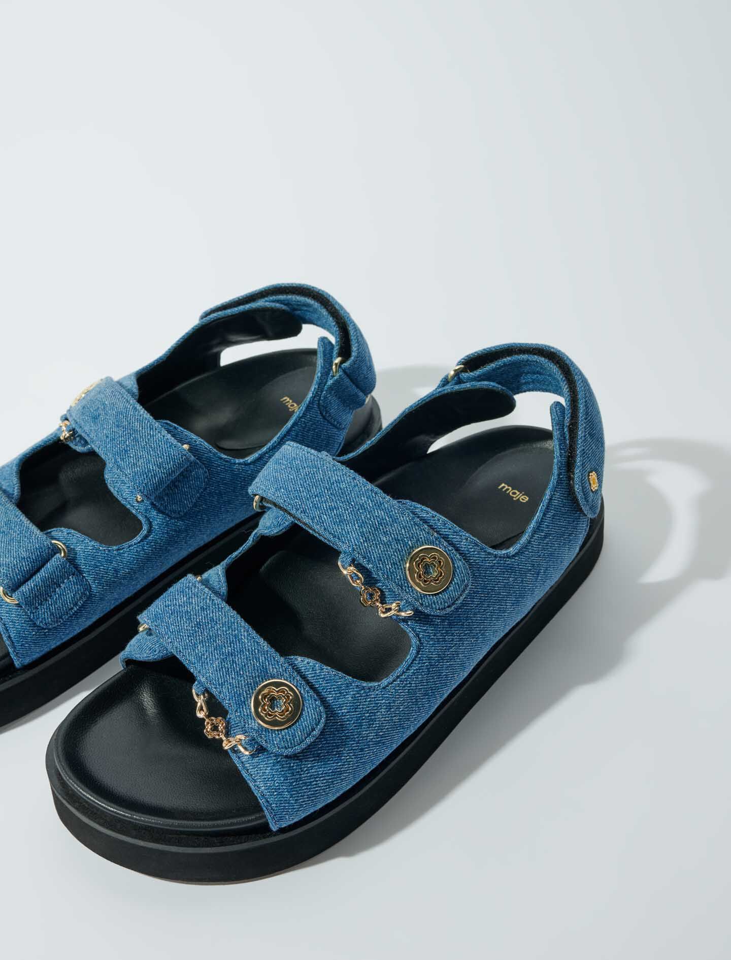 Sandales plates en denim