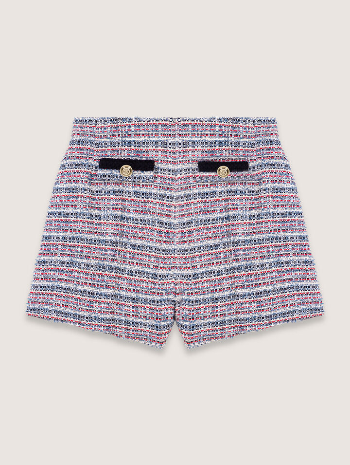 Short en tweed et galons contrastés