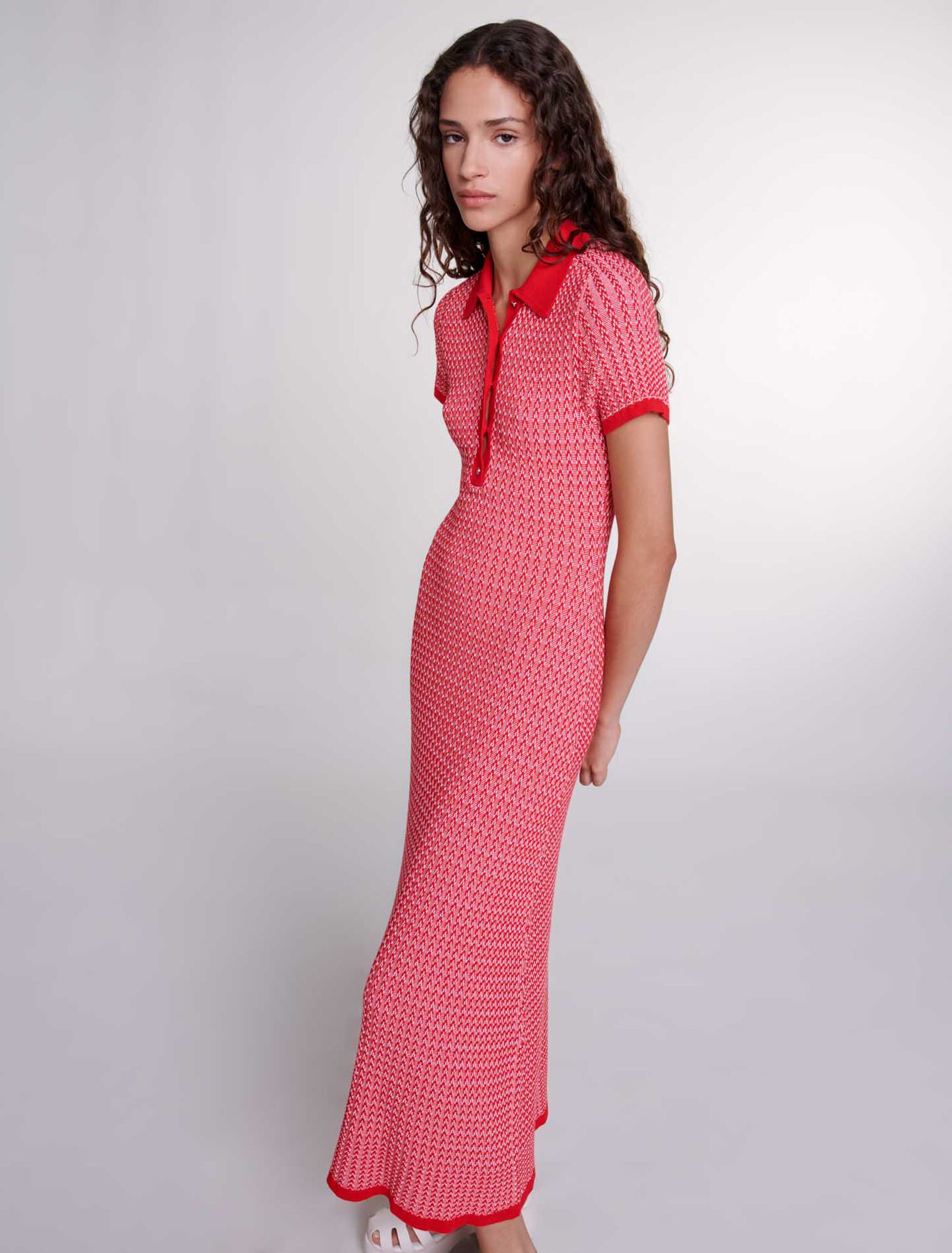 Robe longue en maille chevrons
