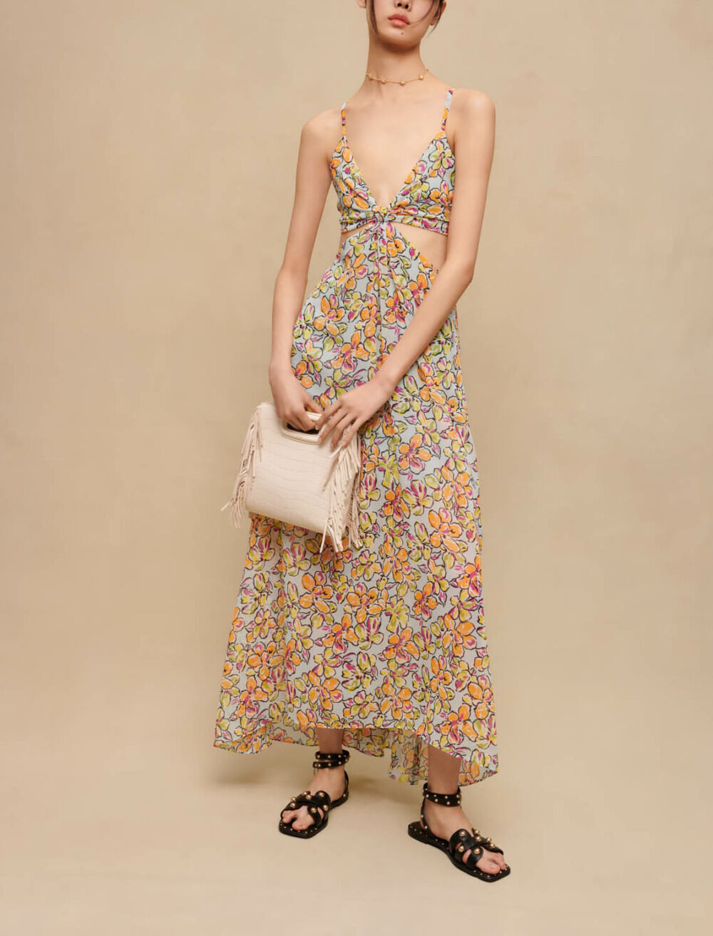 Robe longue fleurie a decoupes Robes Maje