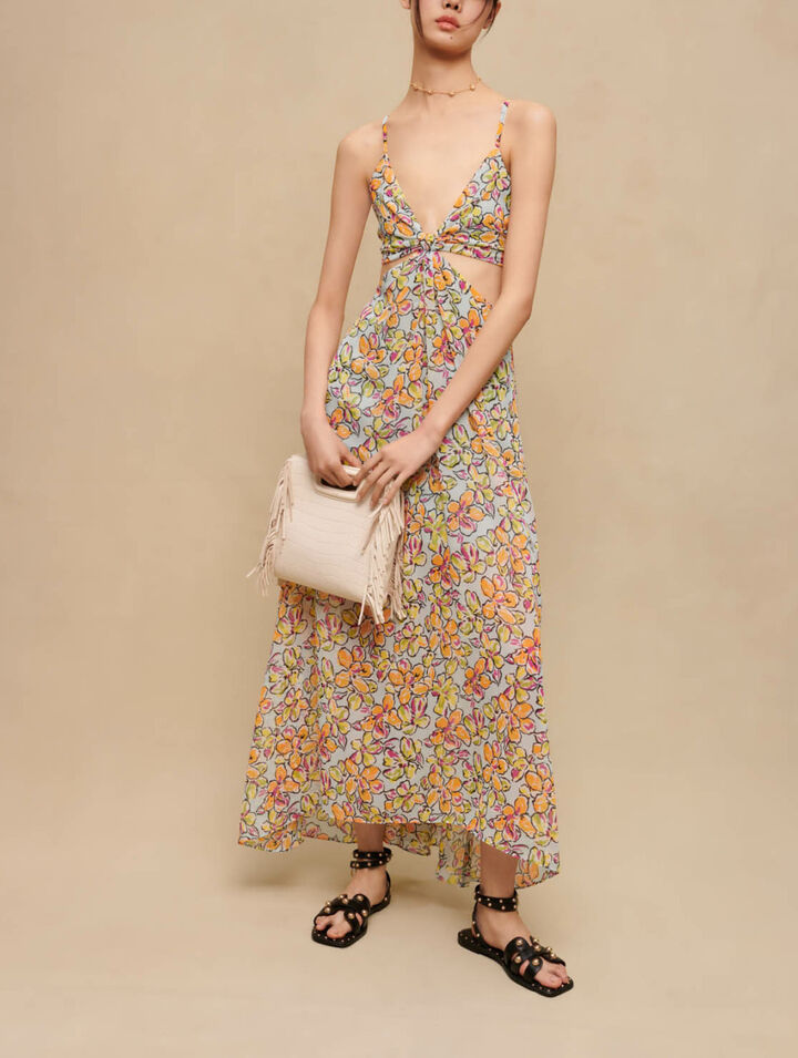 Robe longue fleurie à découpes