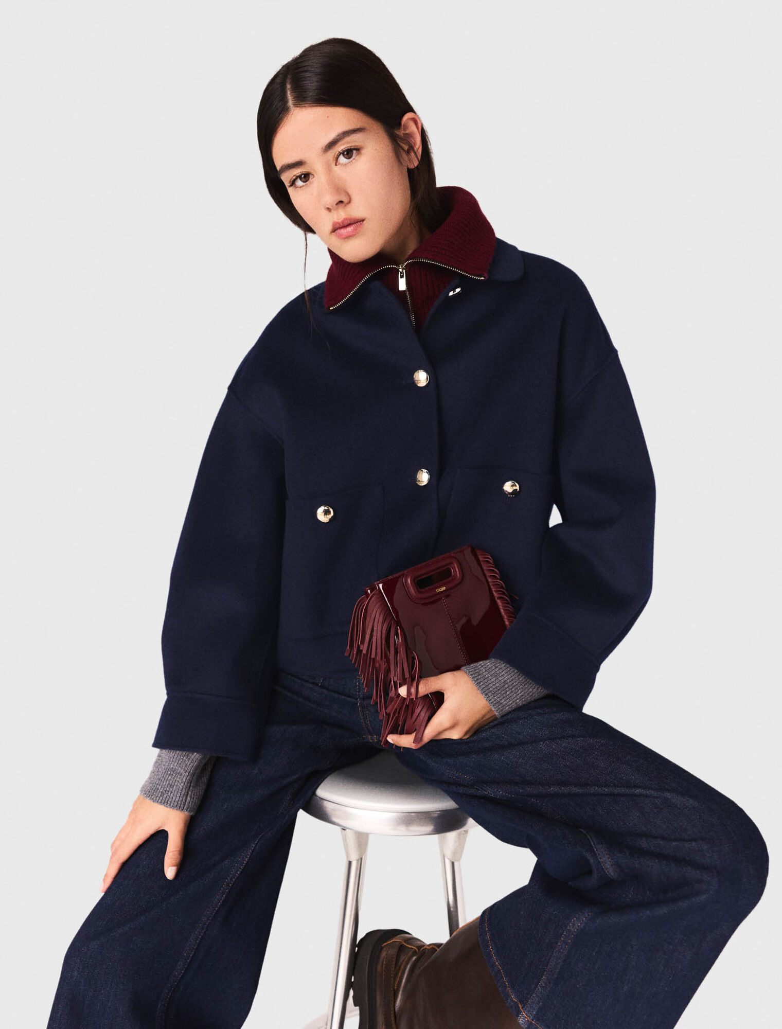 Cropped wool jacket